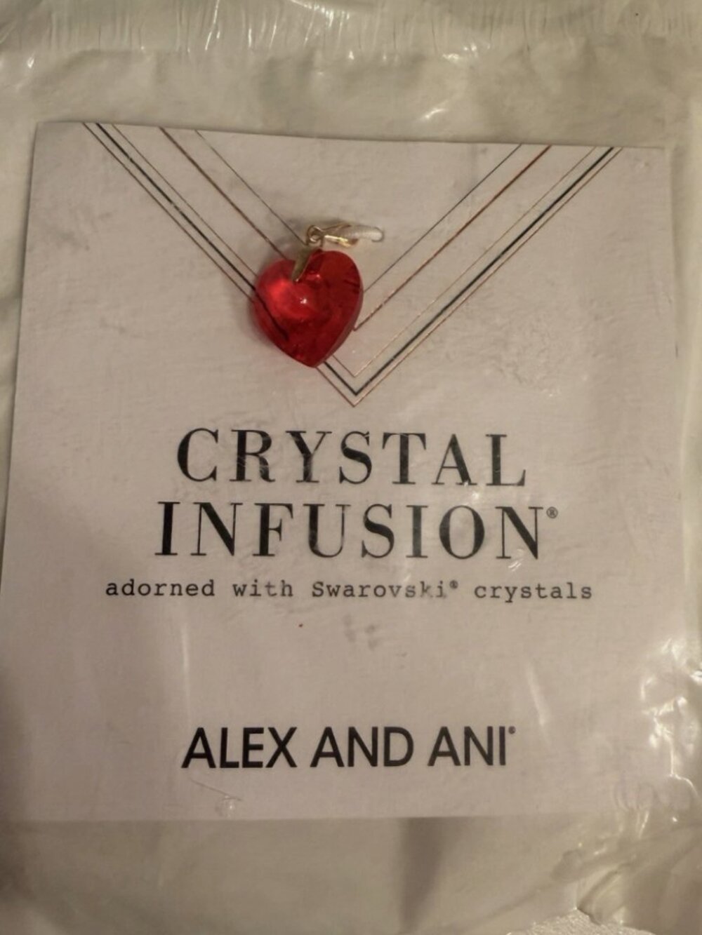 Alex & Ani Red Swarovski Crystal Infusion Heart Charm Gold Tone New